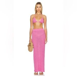 Josefina maxi skirt set - Vibrant pink crochet